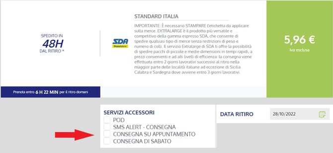 freccia consegna su appuntamento 